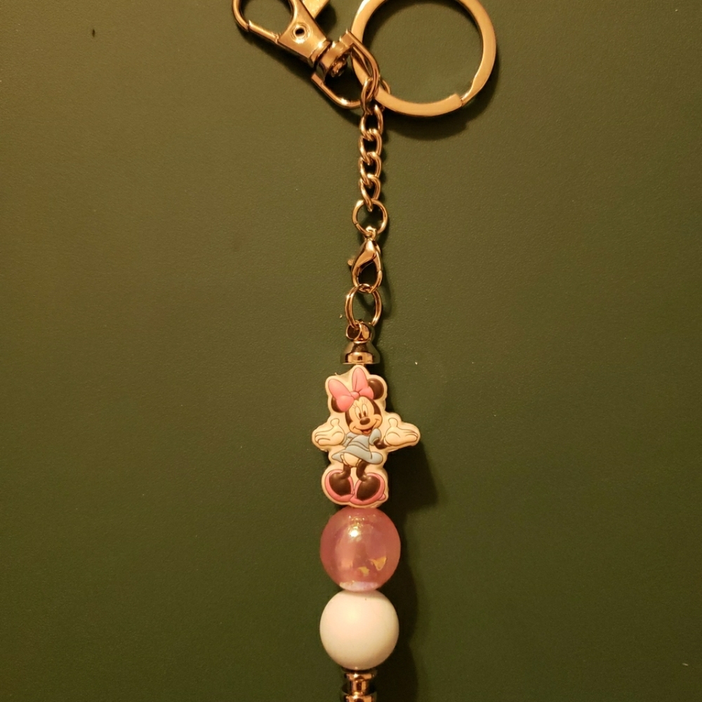 New Handmade Disney Minnie Mouse Beaded Keychain